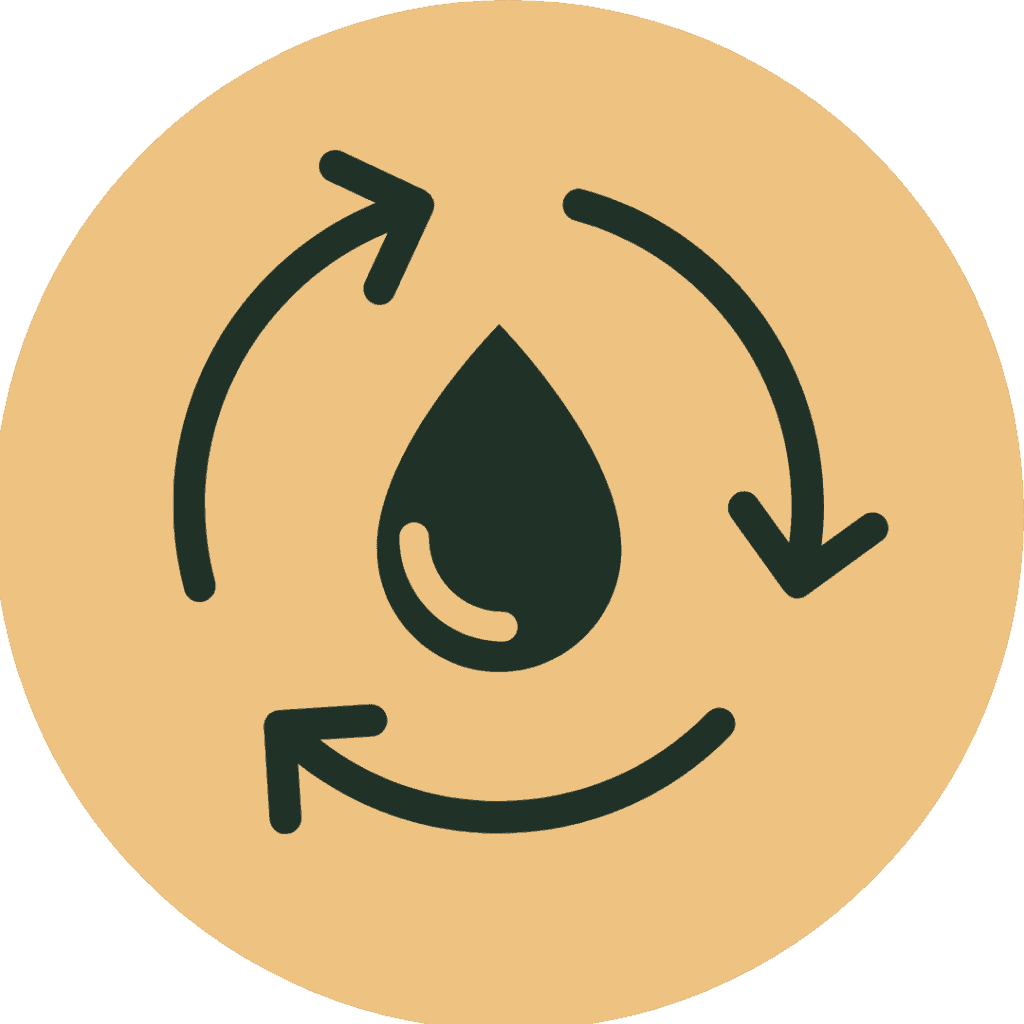 Eco-friendly water recycling icon in beige background.